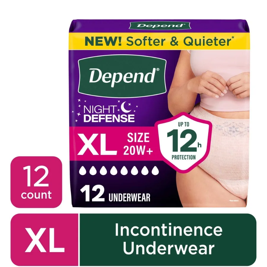 Night Defense Incontinence Underwear for Women, Adult Diapers, XL, 12 Count
Night Defense Incontinence Underwear for Women, Adult Diapers, XL, 12 Count