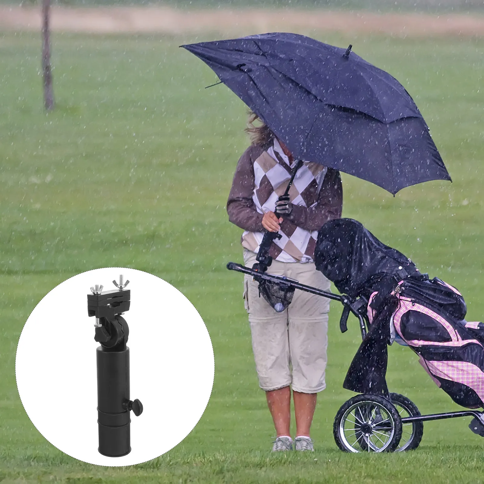 Golf Cart Umbrella Holder Adjustable Universal Mount for Push Trolley with Multi-Function Clip Secure Golf Bag Umbrella Rain Sun
Golf Cart Umbrella Holder Adjustable Universal Mount for Push Trolley with Multi-Function Clip Secure Golf Bag Umbrella Rain Sun
