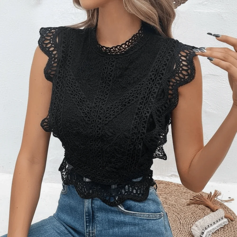 Sweet Style Elegant Lace Sleeveless Top Short Length Stand Collar Embroidered Vest Slim Fit Hollow Out Vest for Women
Sweet Style Elegant Lace Sleeveless Top Short Length Stand Collar Embroidered Vest Slim Fit Hollow Out Vest for Women