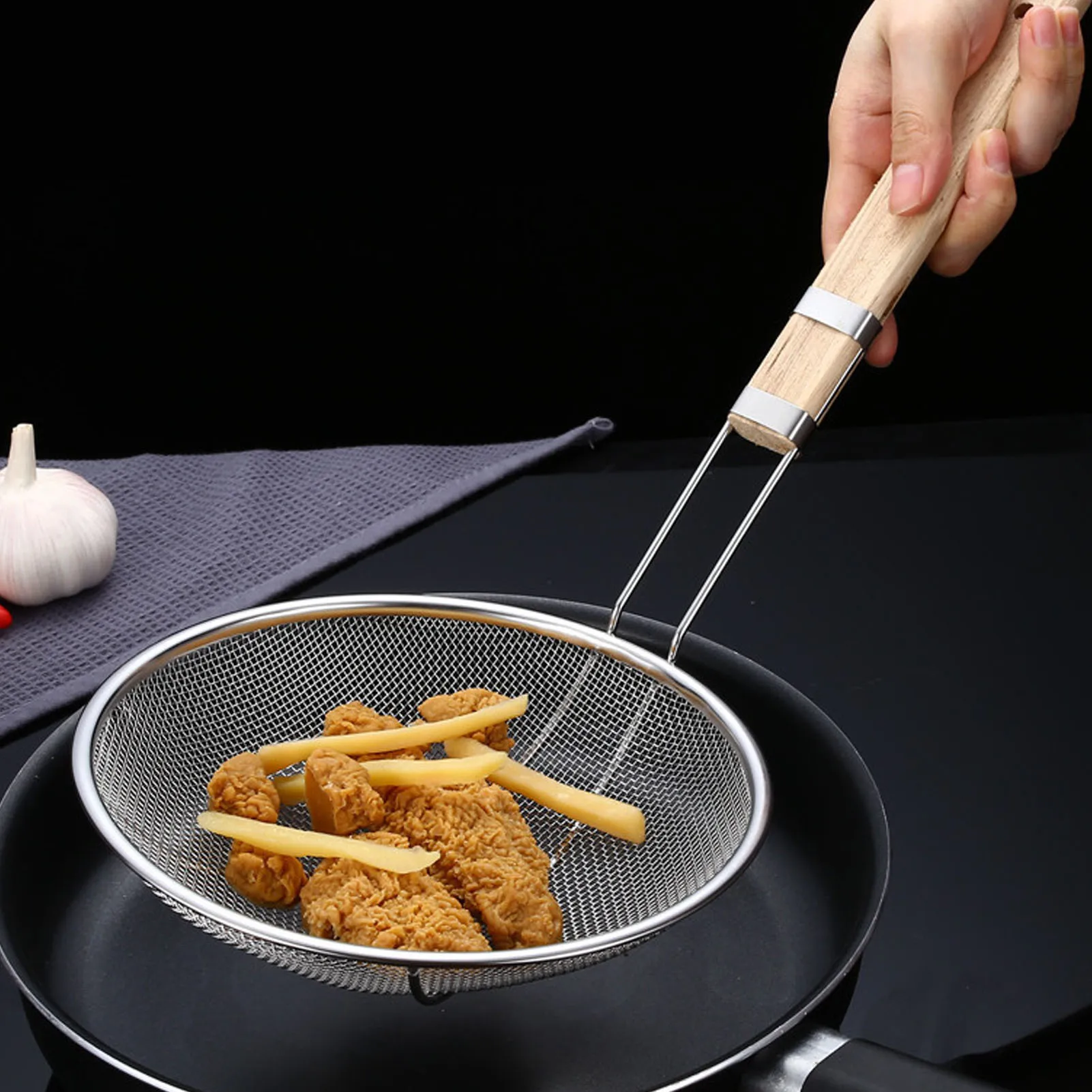 Fine Mesh Strainer Versatile Stainless Steel Wooden Handle Sturdy Oil Skimmer Spoon For Home Kitchen
Fine Mesh Strainer Versatile Stainless Steel Wooden Handle Sturdy Oil Skimmer Spoon For Home Kitchen