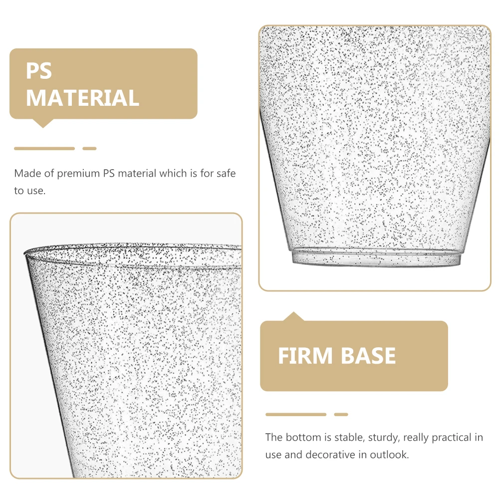 25 Pcs Silver Powder Glasses Disposable Party Cups Multi function Decorative Water Goblets Accessories Stable Sturdy 
25 Pcs Silver Powder Glasses Disposable Party Cups Multi function Decorative Water Goblets Accessories Stable Sturdy