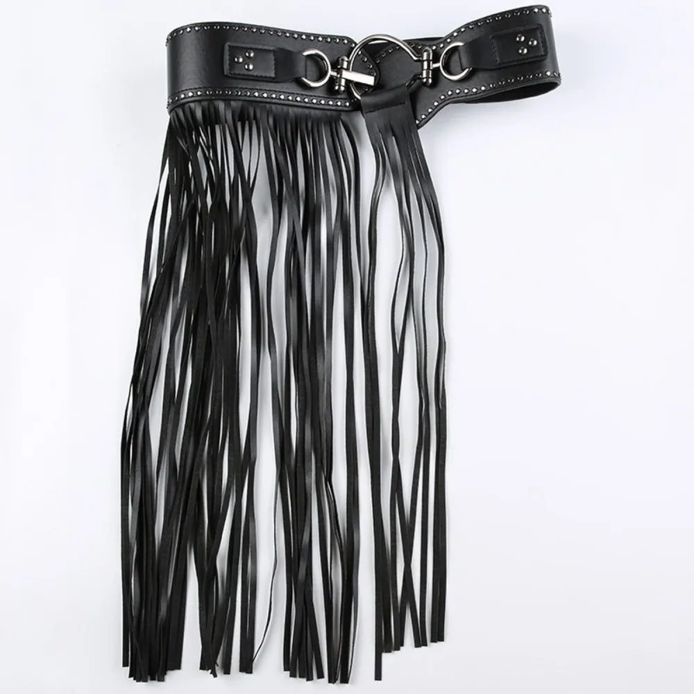 Fashion Alloy Rivets Belt Jeans Decor Vintage Tassels Waistband PU Leather Black Punk Belt Jazz Dance Accessory
Fashion Alloy Rivets Belt Jeans Decor Vintage Tassels Waistband PU Leather Black Punk Belt Jazz Dance Accessory