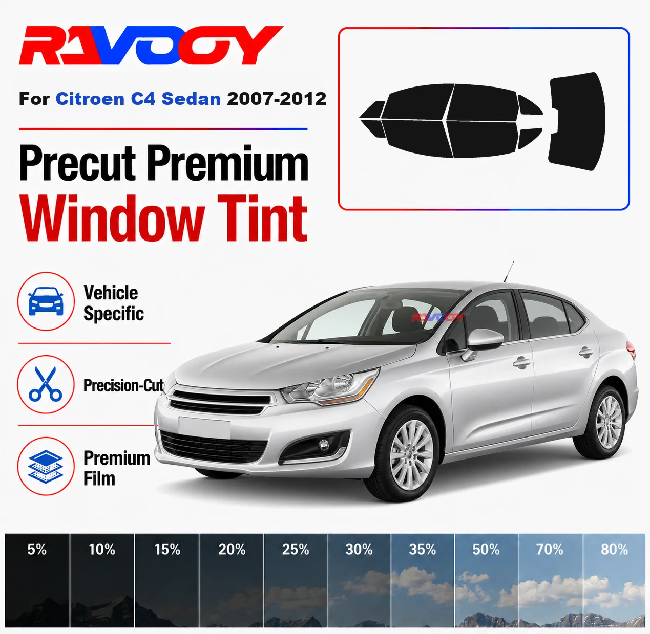 Premium Precut Window Tint Kit Front Rear Windows Rear Windshield For Citroen C4 Sedan 2007-2012 Complete Set Nano Ceramic Film
Premium Precut Window Tint Kit Front Rear Windows Rear Windshield For Citroen C4 Sedan 2007-2012 Complete Set Nano Ceramic Film