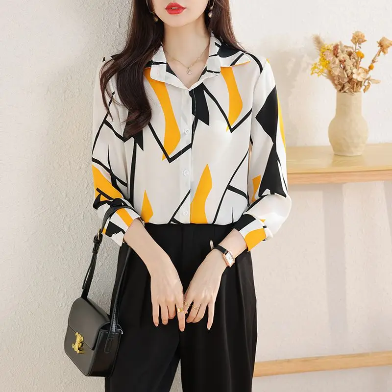 Women's Clothing Spring Autumn Turn-down Collar Button Long Sleeve Geometric Contrast Color Cardigan Shirts Flattering Tops
Women's Clothing Spring Autumn Turn-down Collar Button Long Sleeve Geometric Contrast Color Cardigan Shirts Flattering Tops