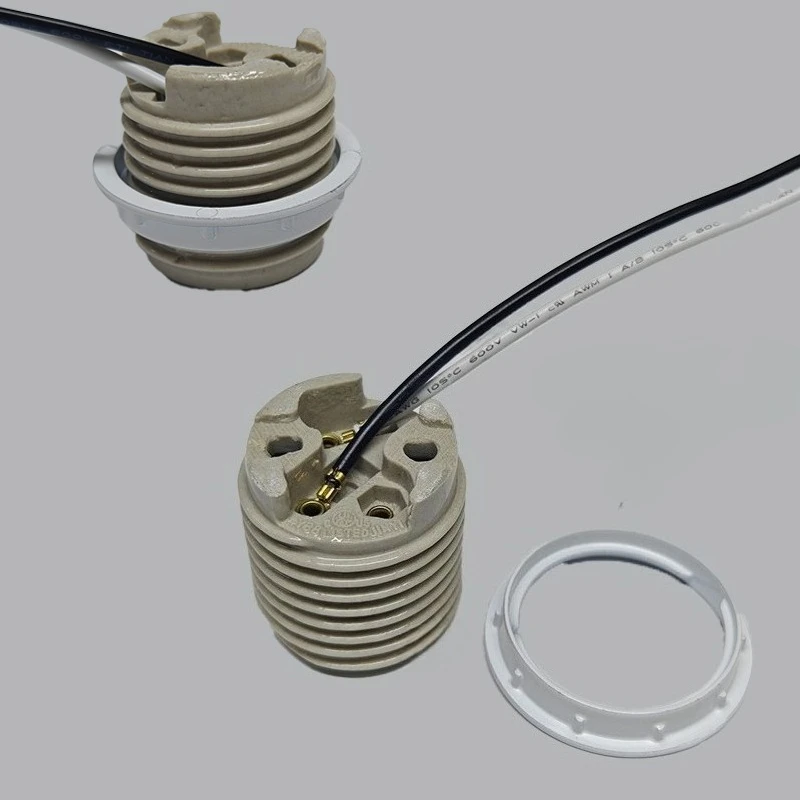 E26 Light Socket with Shade Ring, UL Listed Medium Screw Porcelain Pre-Wired Lamp Holder for Halogen LED Bulb Lamp Fixture
E26 Light Socket with Shade Ring, UL Listed Medium Screw Porcelain Pre-Wired Lamp Holder for Halogen LED Bulb Lamp Fixture