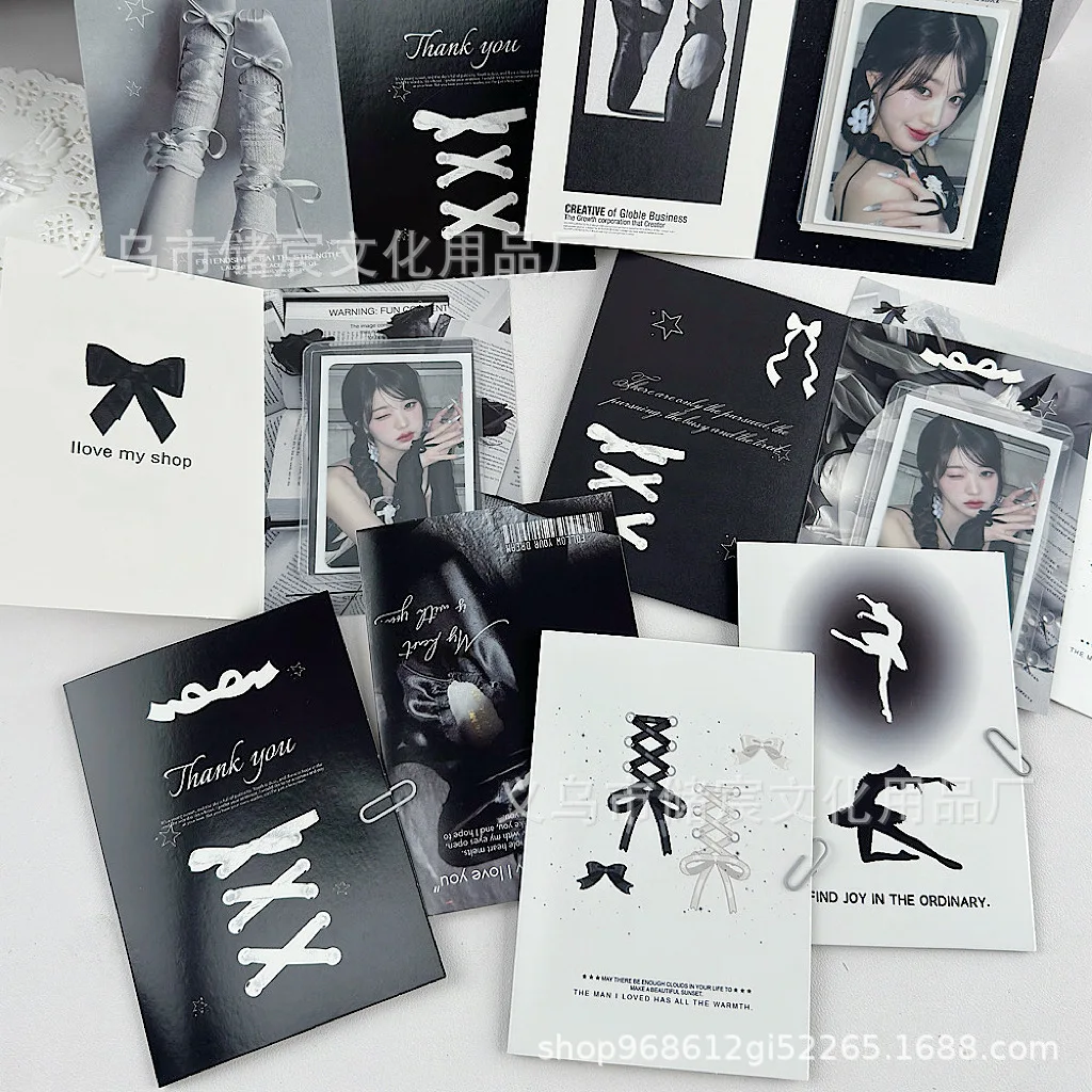 10Pcs Korean INS Black White Ballet-style Folding Page for KPOP Idol 3-inch Photocard DIY Packaging Materials for Card Mailing
10Pcs Korean INS Black White Ballet-style Folding Page for KPOP Idol 3-inch Photocard DIY Packaging Materials for Card Mailing