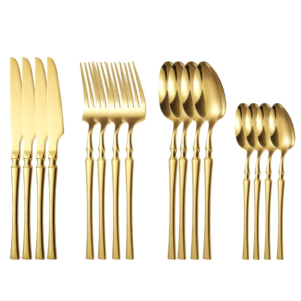 16pcs Gold Cutlery Set Forks Knives Spoons Dinnerware Dishwasher Safe Stainless Steel Western Tableware Silverware Wedding Gift
16pcs Gold Cutlery Set Forks Knives Spoons Dinnerware Dishwasher Safe Stainless Steel Western Tableware Silverware Wedding Gift