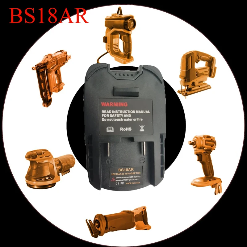 Tool Accessories Adapter BS18AR Compatible for RIDGID/AEG 18V Battery Cordless Tools for Bosch BAT Series 18V Lithium Batteries
Tool Accessories Adapter BS18AR Compatible for RIDGID/AEG 18V Battery Cordless Tools for Bosch BAT Series 18V Lithium Batteries