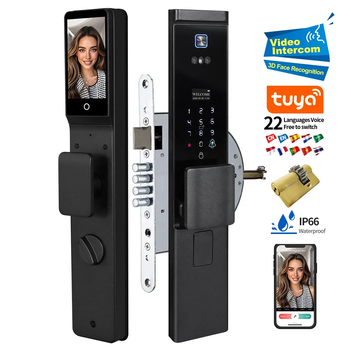 Waterproof Tuya APP Electronic Digital Locks 3D Face Recognition Biometric Fingerprint Smart Door Lock With Israel 6085 Mortise
Waterproof Tuya APP Electronic Digital Locks 3D Face Recognition Biometric Fingerprint Smart Door Lock With Israel 6085 Mortise