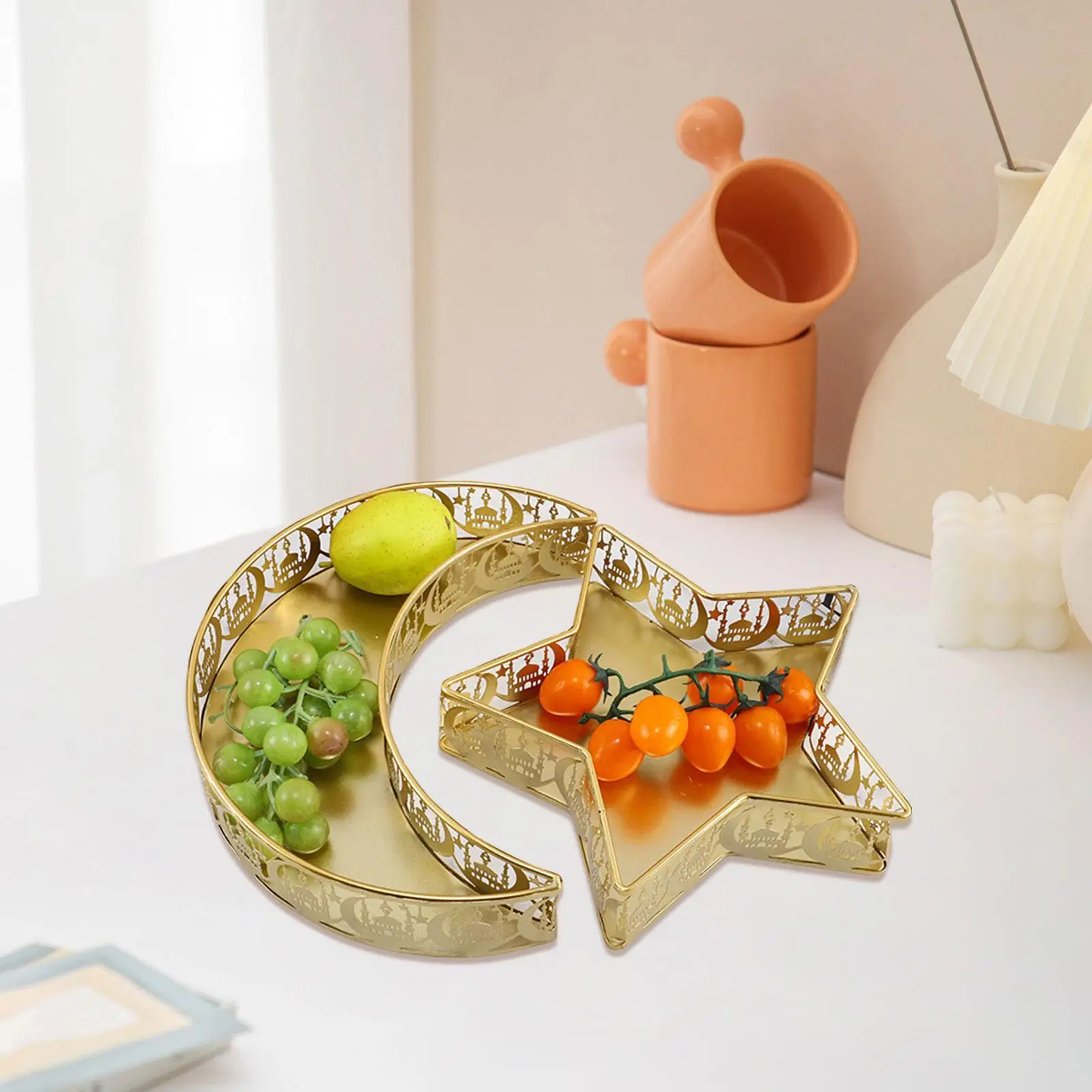 Eid Mubarak Serving Tray Holiday Moon and Star Shape Display Decorative Tray for Islam Muslim Kitchen Centerpeice Parties
Eid Mubarak Serving Tray Holiday Moon and Star Shape Display Decorative Tray for Islam Muslim Kitchen Centerpeice Parties