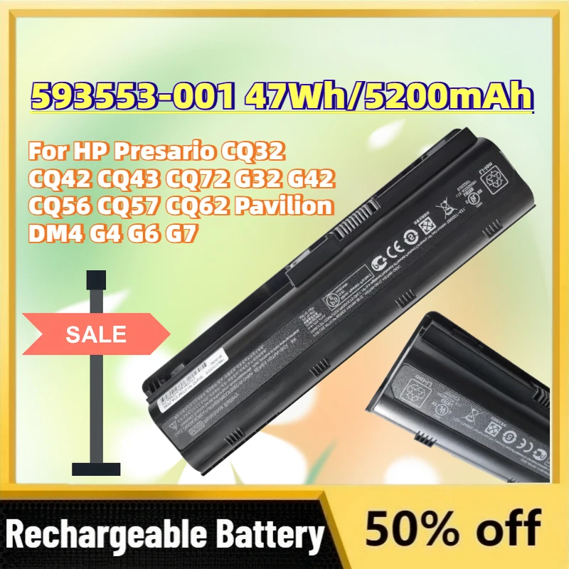 593553-001 47Wh/5200mAh 10.8V Laptop Batteries for HP Presario CQ32 CQ42 CQ43 CQ72 G32 G42 CQ56 CQ57 CQ62 Pavilion DM4 G4 G6 G7
593553-001 47Wh/5200mAh 10.8V Laptop Batteries for HP Presario CQ32 CQ42 CQ43 CQ72 G32 G42 CQ56 CQ57 CQ62 Pavilion DM4 G4 G6 G7