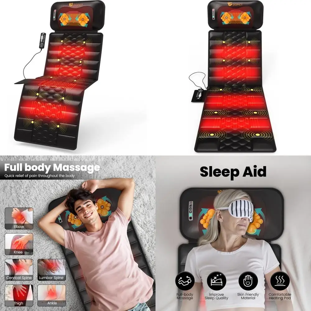 Массажный коврик с вибрацией и подогревом для всего тела, 10 моторов, 9 скоростей, для дома или офиса, подходит для мужчин и женщин, черный
Массажный коврик с вибрацией и подогревом для всего тела, 10 моторов, 9 скоростей, для дома или офиса, подходит для мужчин и женщин, черный