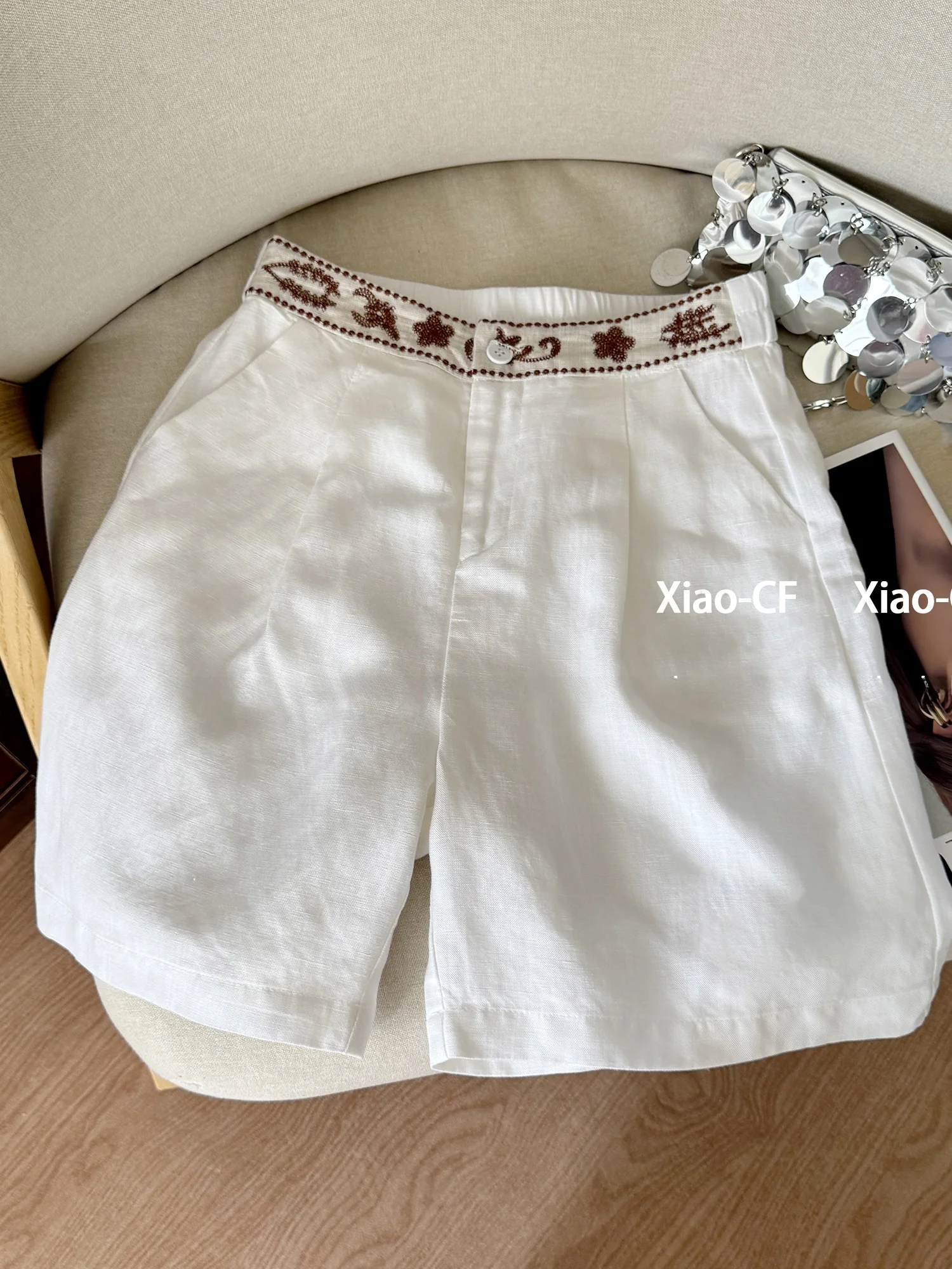 Linen Wide Leg ort Pants Women Summer Casual Embroidered Thin Five-Point Pants Hot orts High Waist Straight Cut Commute
Linen Wide Leg ort Pants Women Summer Casual Embroidered Thin Five-Point Pants Hot orts High Waist Straight Cut Commute