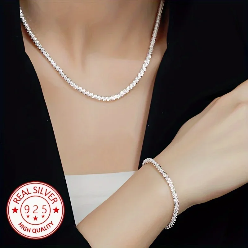 Fashion kpop 2pcs 925 Sterling Silver classic Bracelet necklace Jewelry Set for women original jewelry Wedding Engagement Gift
Fashion kpop 2pcs 925 Sterling Silver classic Bracelet necklace Jewelry Set for women original jewelry Wedding Engagement Gift