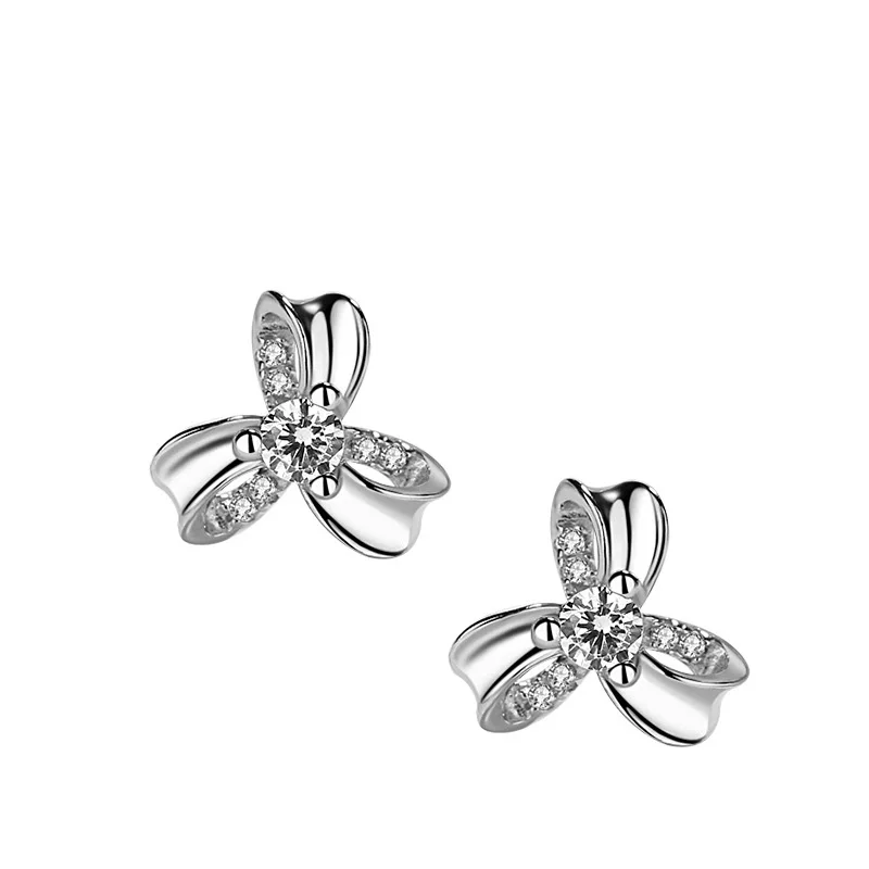Authentic 925 Sterling Silver Earring Sweet Flowers Bow Tie Crystal Stud Earring For Women Girl Wedding Party Jewelry Gift
Authentic 925 Sterling Silver Earring Sweet Flowers Bow Tie Crystal Stud Earring For Women Girl Wedding Party Jewelry Gift
