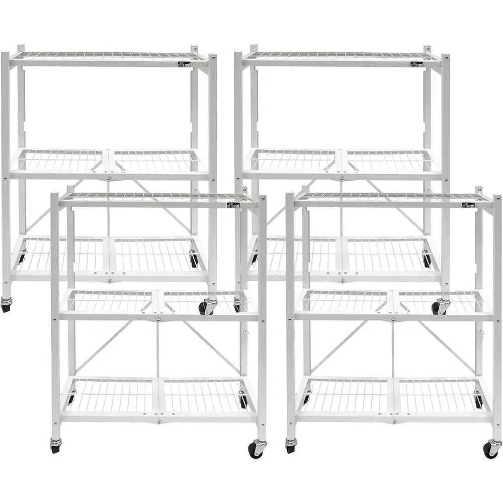 Collapsible 3-Tier Shelving Unit with Wheels, White
Collapsible 3-Tier Shelving Unit with Wheels, White