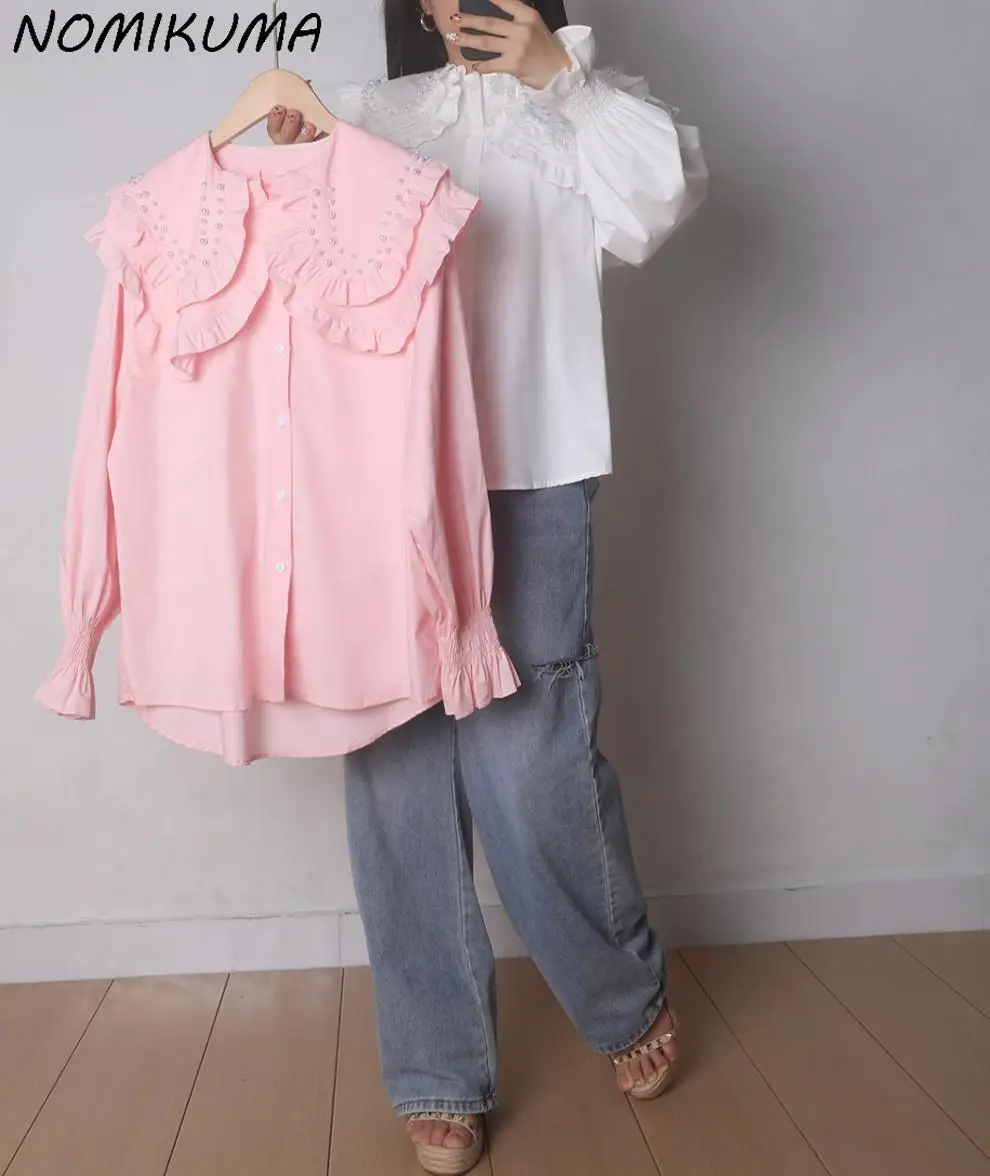 Nomikuma Fashion Nail Bead Doll Shirt Sweet Peetr Pan Collar Chic Top 2024 Autumn New Women Blouses Camisas De Mujer
Nomikuma Fashion Nail Bead Doll Shirt Sweet Peetr Pan Collar Chic Top 2024 Autumn New Women Blouses Camisas De Mujer