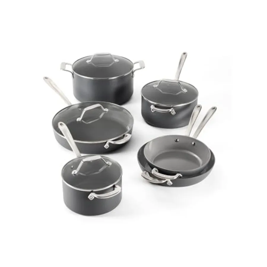 HA1 Ceramic Nonstick Cookware Set for home kitchen use, ceramic-coated, light grey, oven safe up to 450 and compatible with all
HA1 Ceramic Nonstick Cookware Set for home kitchen use, ceramic-coated, light grey, oven safe up to 450 and compatible with all
