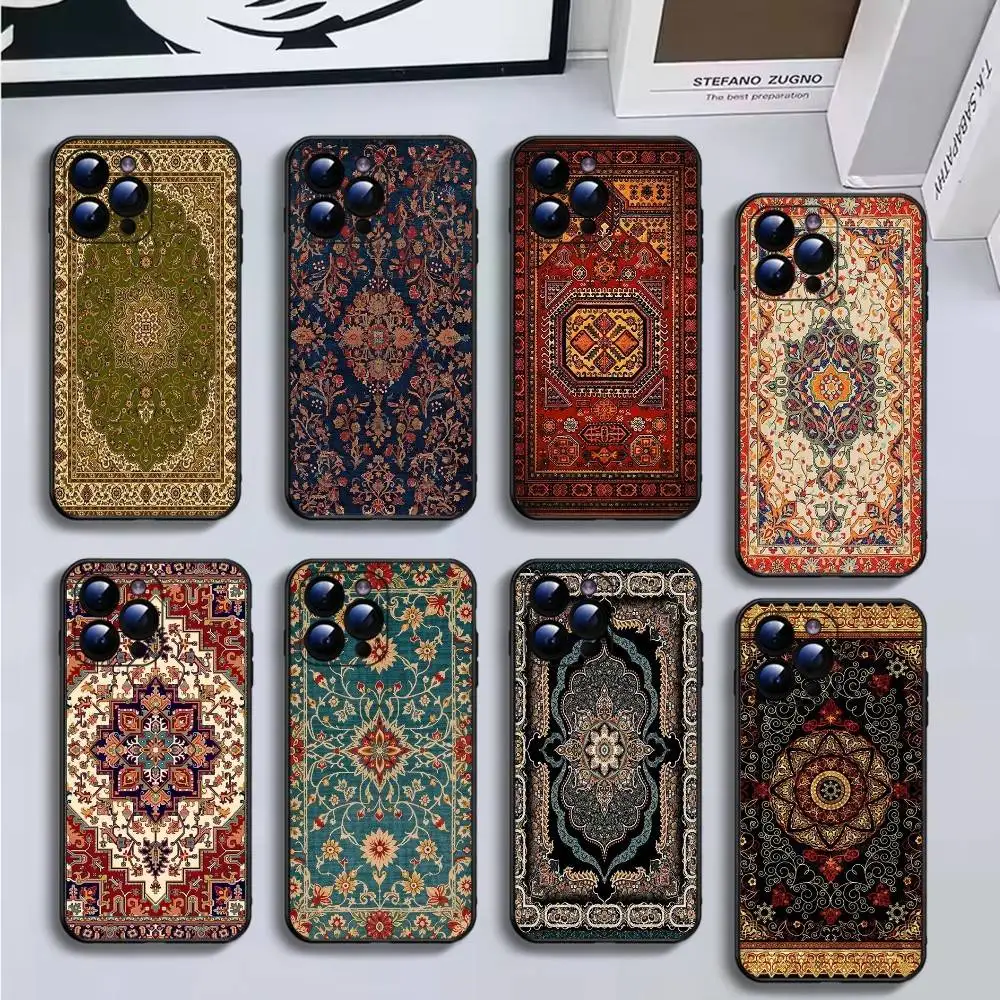 Persian Carpet Floral Pattern Phone Case For iPhone16,15,14,13,12,11 Plus,Pro Max,XS,X,XR,SE,Mini,8,7,Soft Black Cover
Persian Carpet Floral Pattern Phone Case For iPhone16,15,14,13,12,11 Plus,Pro Max,XS,X,XR,SE,Mini,8,7,Soft Black Cover