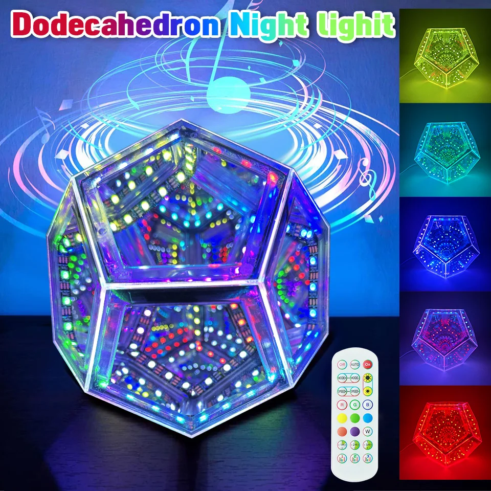LED Night Light Dodecahedron Dreamy Geometric Space Creative Color Home Decorative Light Gifts Infinity Novelty Mirror Art Light
LED Night Light Dodecahedron Dreamy Geometric Space Creative Color Home Decorative Light Gifts Infinity Novelty Mirror Art Light