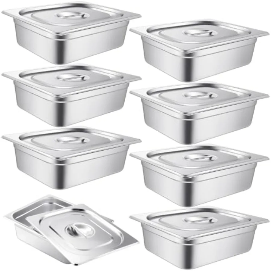 8 Set Stainless Steel Hotel Pans Steam Table Pan with Lids 4 inch 1/2 Half-Size Restaurant Pans Anti Steam Table Pan for Hotel
8 Set Stainless Steel Hotel Pans Steam Table Pan with Lids 4 inch 1/2 Half-Size Restaurant Pans Anti Steam Table Pan for Hotel