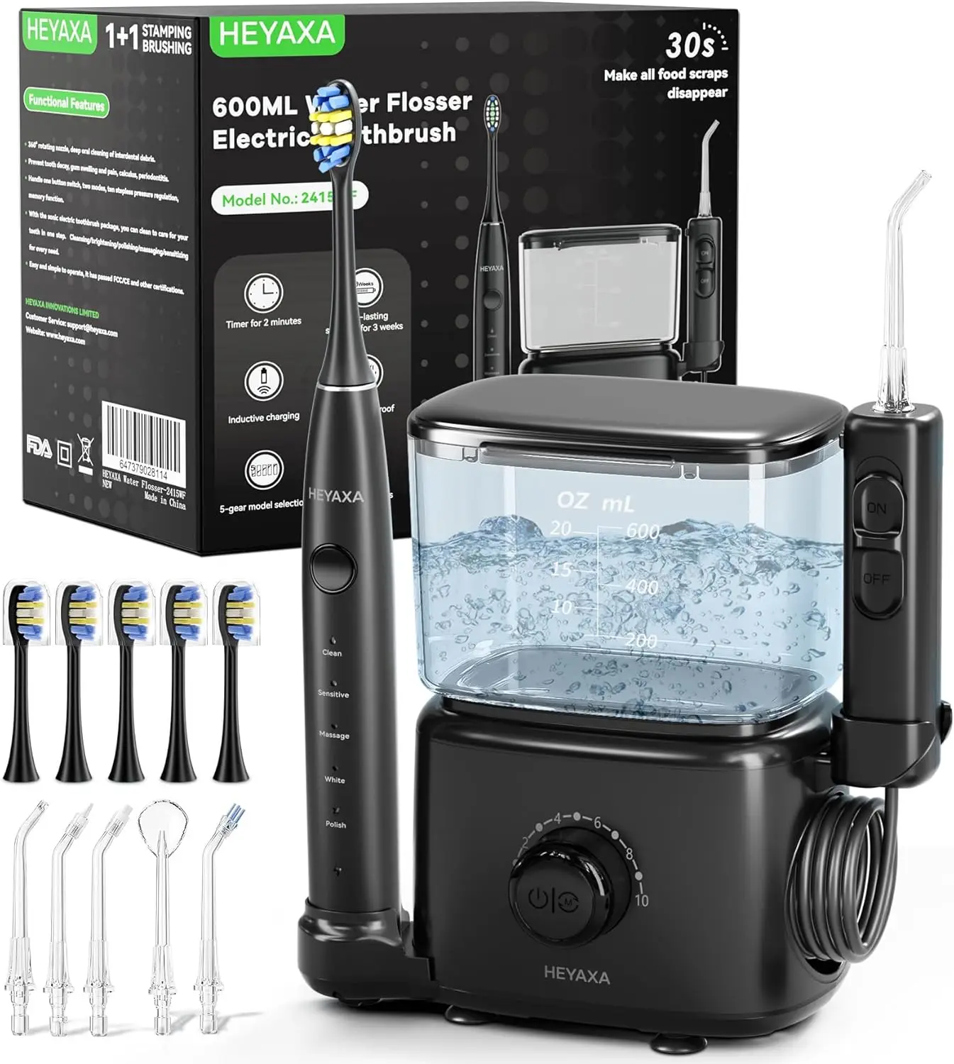 Water Flosser & Electric Toothbrush Combo, 600ML Oral Irrigator, 10 Pressure Levels, 2 Modes for Complete Care
Water Flosser & Electric Toothbrush Combo, 600ML Oral Irrigator, 10 Pressure Levels, 2 Modes for Complete Care
