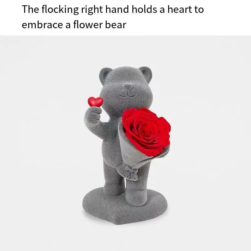 Eternal flower decoration flocking right hand holding flower bear Qixi Valentine's Day gifts for wife and girlfriend
Eternal flower decoration flocking right hand holding flower bear Qixi Valentine's Day gifts for wife and girlfriend