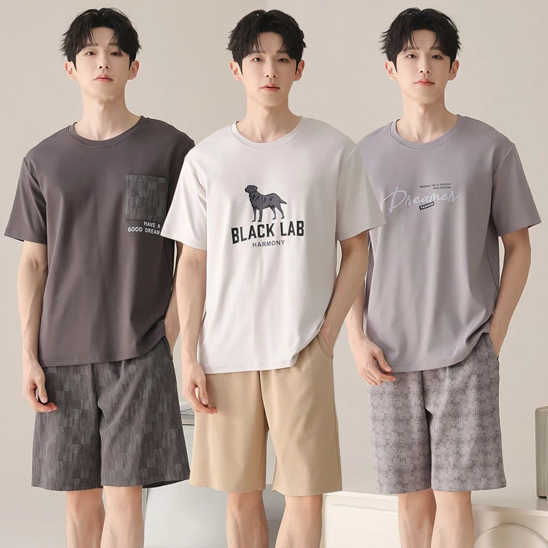 2026 Summer Short Sleeve 100% Cotton Pajama Sets for Men Korean Cute Cartoon Sleepwear Suit Pyjama Homewear Male Home Clothes
2026 Summer Short Sleeve 100% Cotton Pajama Sets for Men Korean Cute Cartoon Sleepwear Suit Pyjama Homewear Male Home Clothes