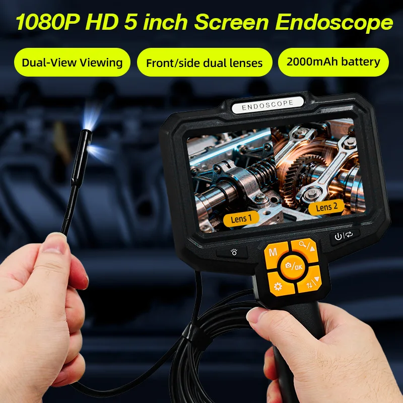 KERUI Industrial Endoscope Camera 5 Inch IPS Screen Dual Lens Dual View 1080P Pipe Inspection Borescope For Checking Car Sewer
KERUI Industrial Endoscope Camera 5 Inch IPS Screen Dual Lens Dual View 1080P Pipe Inspection Borescope For Checking Car Sewer