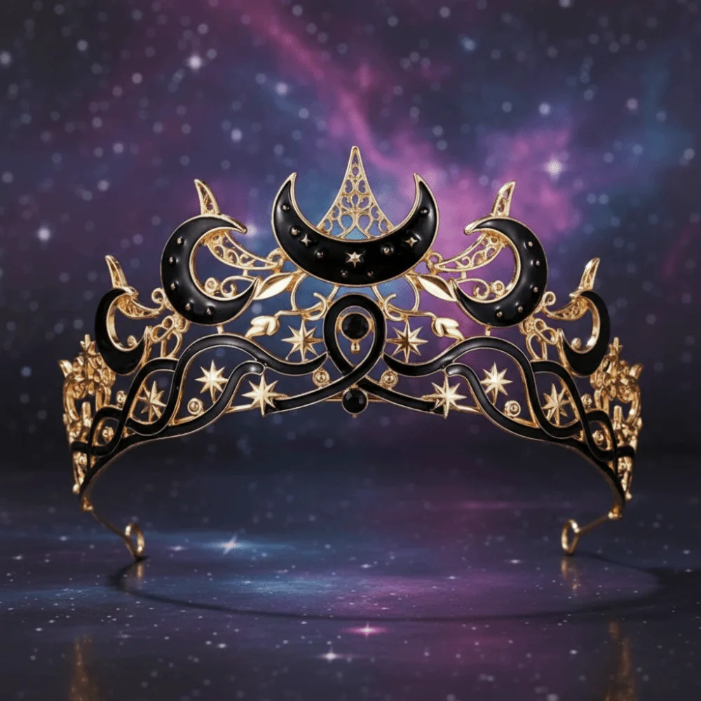 Black Color Moon Tiara Vintage Style Luxury Design Star Headpiece Hair Jewelry Accessories Elegant Gothic Crown for Women
Black Color Moon Tiara Vintage Style Luxury Design Star Headpiece Hair Jewelry Accessories Elegant Gothic Crown for Women