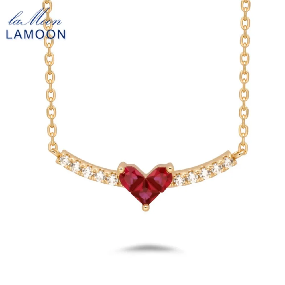 LAMOON Synthetic Ruby Gemstone Pendant Necklace For Women Simple Elegant 925 Sterling Silver Gold Plated Fine Jewelry Gift
LAMOON Synthetic Ruby Gemstone Pendant Necklace For Women Simple Elegant 925 Sterling Silver Gold Plated Fine Jewelry Gift