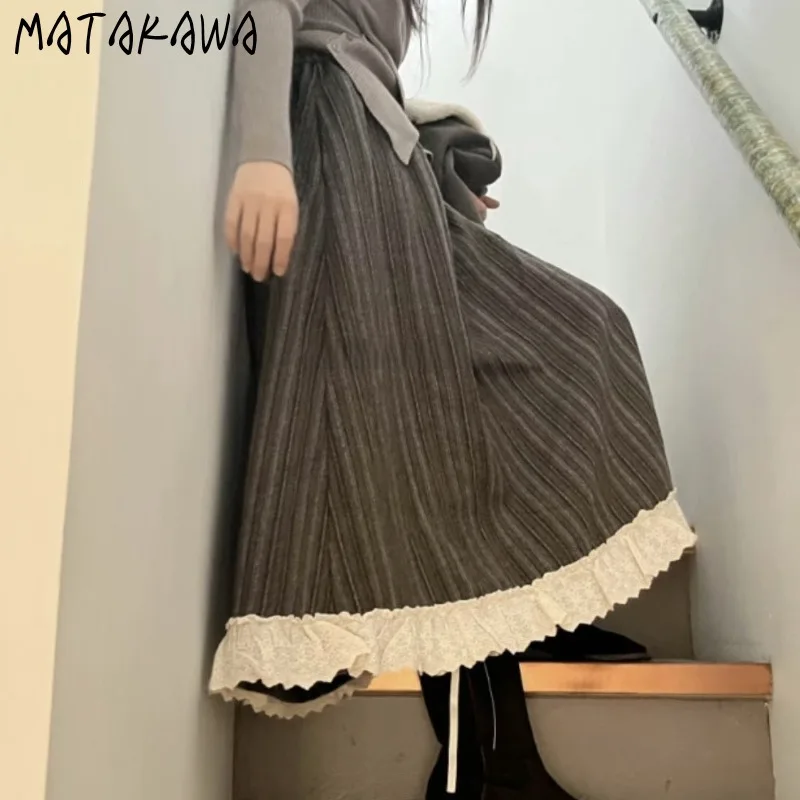 Matakawalace женские юбки с оборками в полоску, осень-зима, винтажные теплые Faldas Mujer, модная милая длинная юбка в корейском стиле
Matakawalace женские юбки с оборками в полоску, осень-зима, винтажные теплые Faldas Mujer, модная милая длинная юбка в корейском стиле