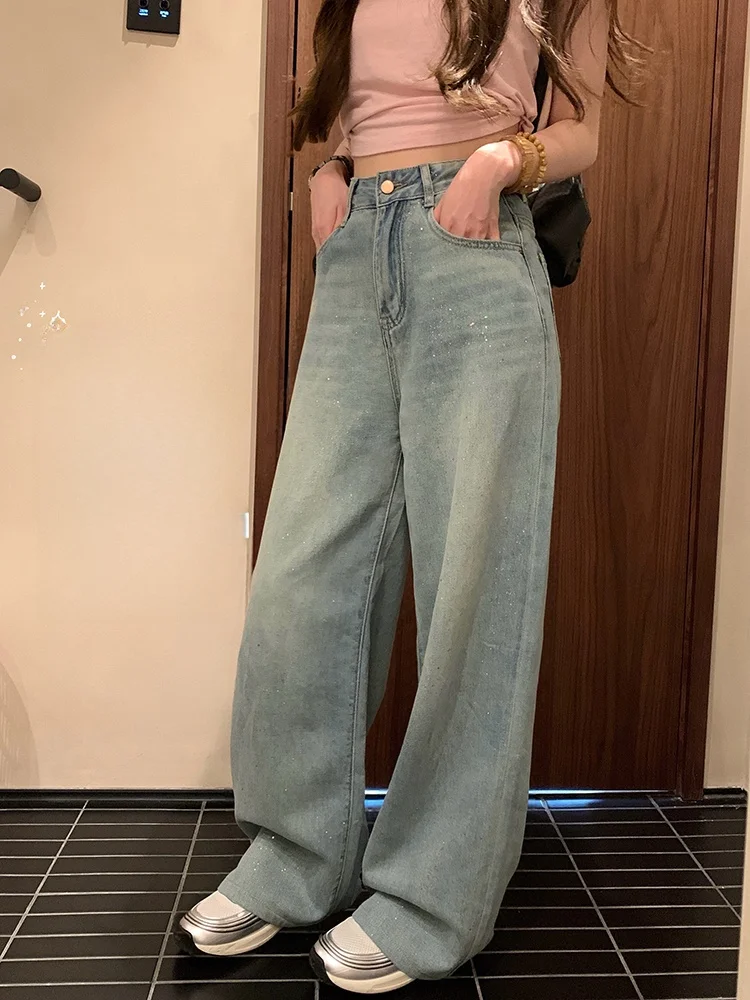 Джинсы Iny Diamond Blue с высокой талией, прямые, удлиненные, из денима, повседневные, на молнии, широкие брюки, женские, свободного кроя
Джинсы Iny Diamond Blue с высокой талией, прямые, удлиненные, из денима, повседневные, на молнии, широкие брюки, женские, свободного кроя