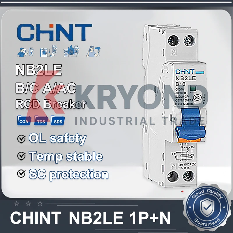 CHINT NB2LE1P N AC Тип A B C Миниатюрный автоматический выключатель RCD Бытовая защита от утечки для распределения энергии B16 Extra
CHINT NB2LE1P N AC Тип A B C Миниатюрный автоматический выключатель RCD Бытовая защита от утечки для распределения энергии B16 Extra