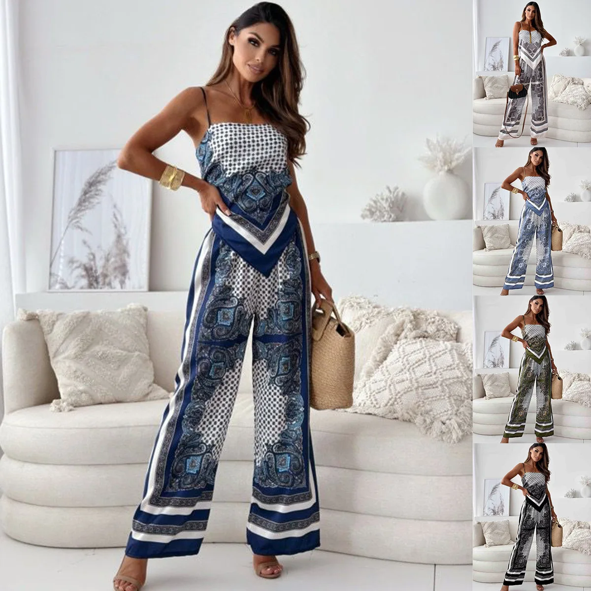 2025 Summer New Fashion Printed Suspenders Wrap Chest Positioning Flower Pants Two-piece Set Костюм Женский
2025 Summer New Fashion Printed Suspenders Wrap Chest Positioning Flower Pants Two-piece Set Костюм Женский