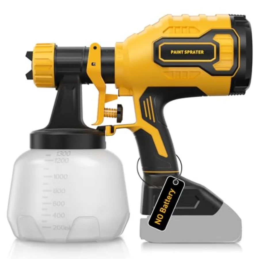 Cordless Paint Sprayer Compatible with Dewalt 20V Battery Battery Not Included 1000ml/min High Flow 1200ml Container 150 Din/s
Cordless Paint Sprayer Compatible with Dewalt 20V Battery Battery Not Included 1000ml/min High Flow 1200ml Container 150 Din/s