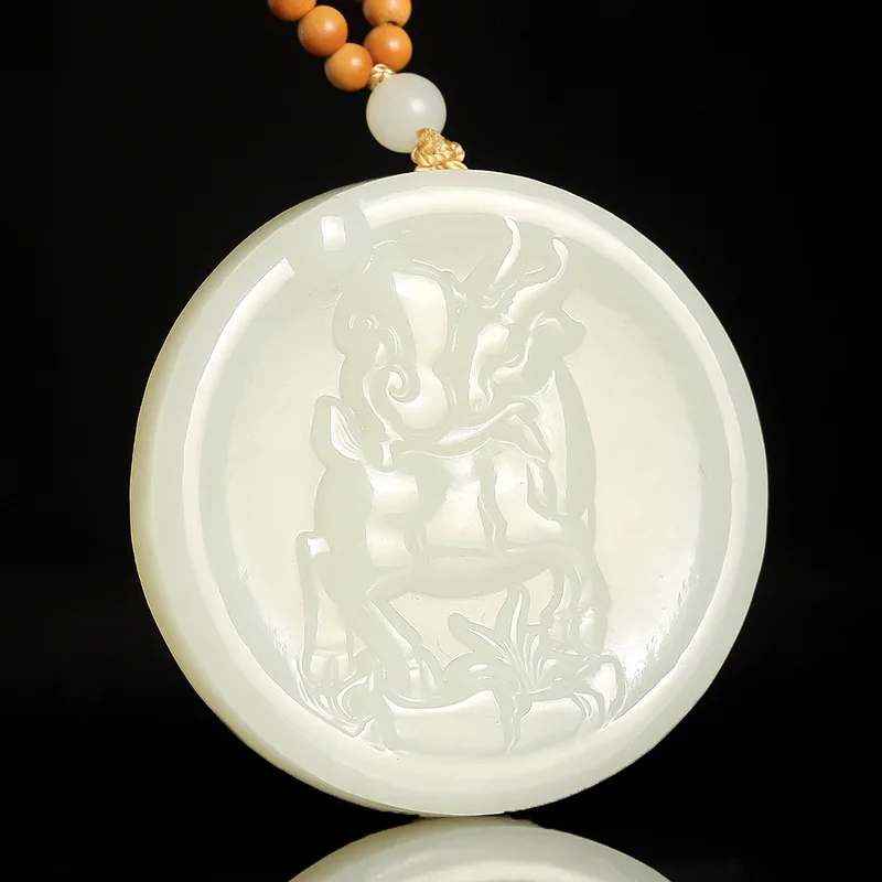 Изысканные ювелирные изделия, натуральный нефрит Хэтянь, нефритовый кулон в виде овцы зодиака 
Изысканные ювелирные изделия, натуральный нефрит Хэтянь, нефритовый кулон в виде овцы зодиака