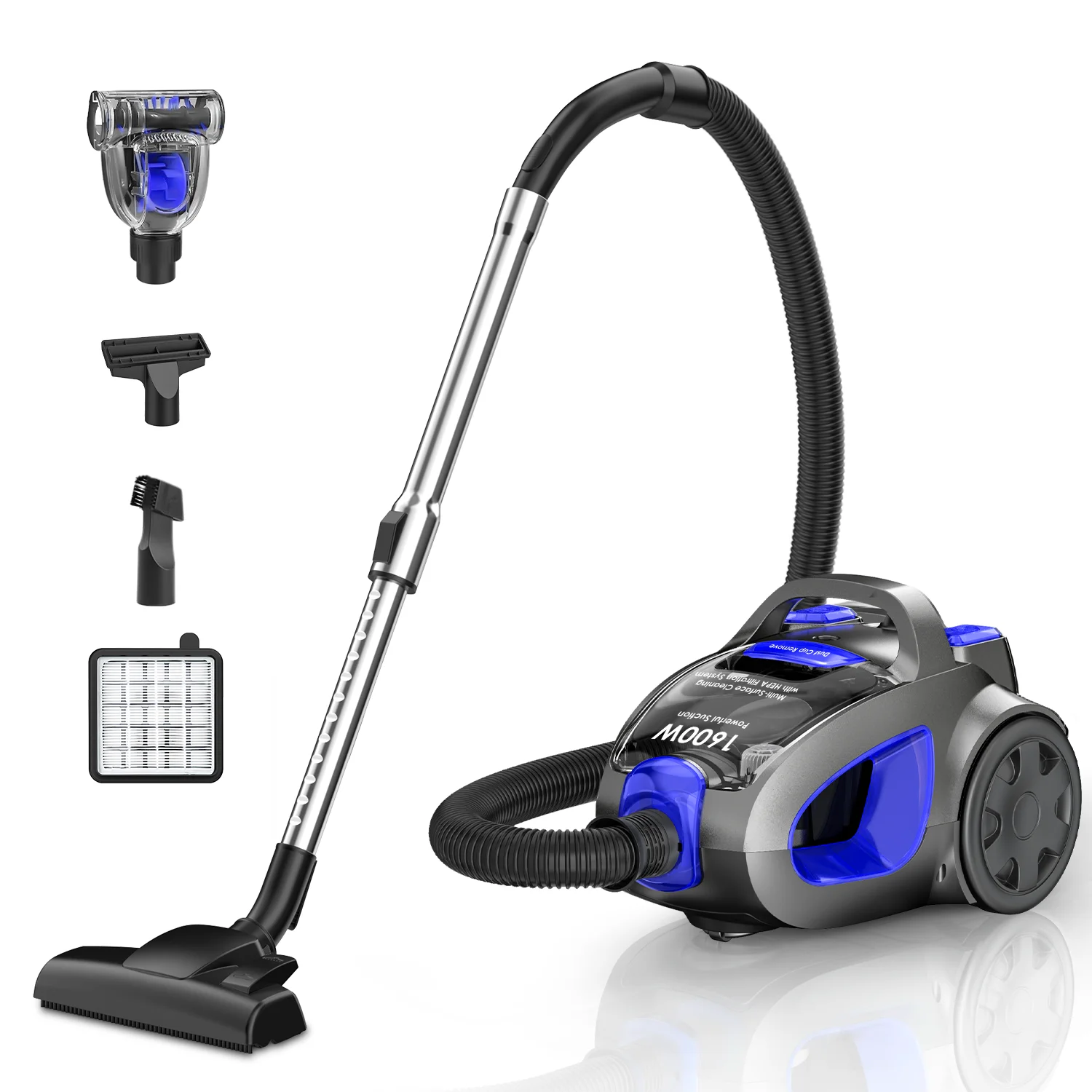 1600W Bagless Canister Vacuum Cleaner for Household Use 32Kpa H13 HEPA Filter 3.7Qt Large Capacity Dust Full Indicator 5 Tool
1600W Bagless Canister Vacuum Cleaner for Household Use 32Kpa H13 HEPA Filter 3.7Qt Large Capacity Dust Full Indicator 5 Tool
