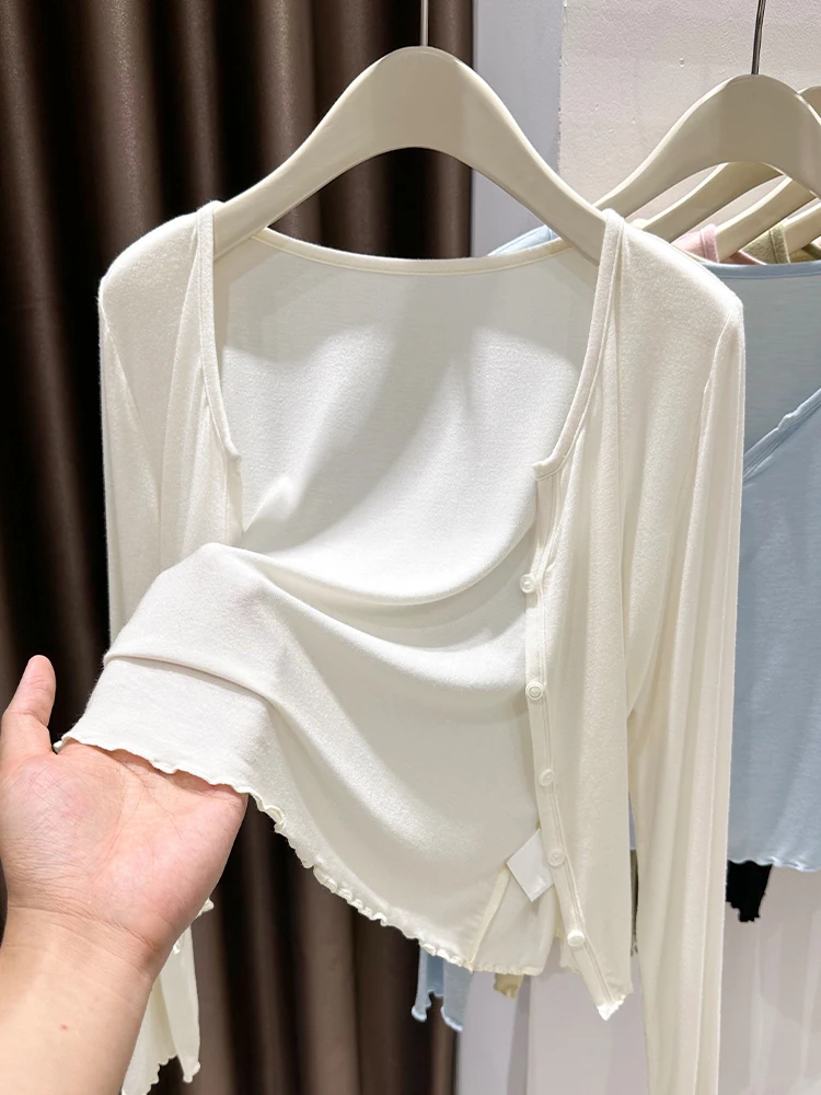 Вязаный кардиган с защитой от солнца и длинными рукавами для женщин, весенний, с бретельками, тонкая верхняя одежда, куртка
Вязаный кардиган с защитой от солнца и длинными рукавами для женщин, весенний, с бретельками, тонкая верхняя одежда, куртка