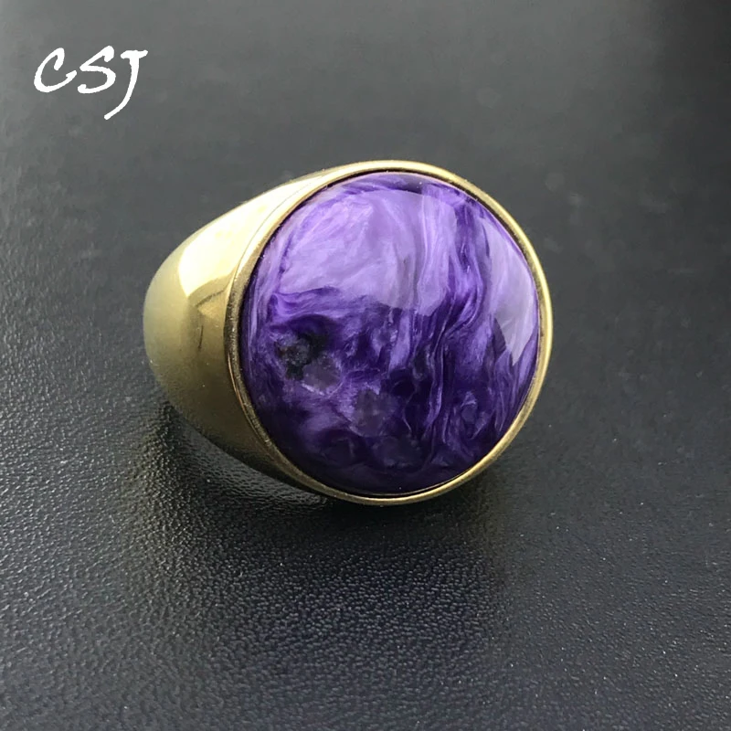CSJ Big Stone Round 20mm Genuine Natural Charoite Ring Seraphinite Malachite for Women Man Birthday Party Wedding Jewelry Gift 
CSJ Big Stone Round 20mm Genuine Natural Charoite Ring Seraphinite Malachite for Women Man Birthday Party Wedding Jewelry Gift