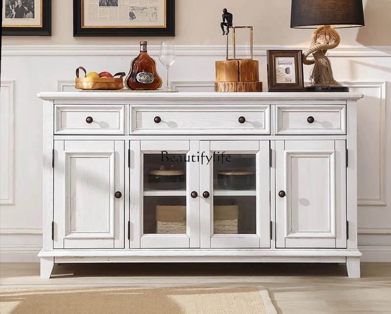 Ash wood American solid wood dining side wine cabinet white American rural pastoral modern simplicity
Ash wood American solid wood dining side wine cabinet white American rural pastoral modern simplicity