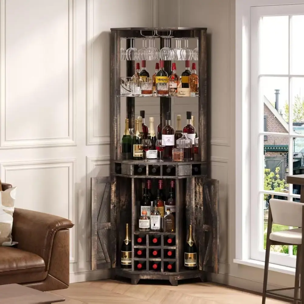 72 High Armhouse Wine Storage Cabinet with Sliding Barn Door, Acrylic Mirror & Glass Rack for Home Bar or Dining Area
72 High Armhouse Wine Storage Cabinet with Sliding Barn Door, Acrylic Mirror & Glass Rack for Home Bar or Dining Area
