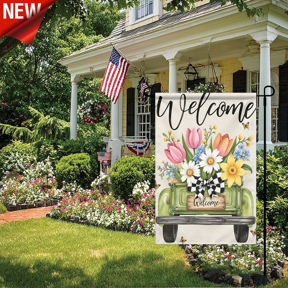 1PC, Welcome Floral Truck Garden Flag Spring Summer Daisy Tulip Flower Decorative Yard Flag Outdoor Welcome Banner
1PC, Welcome Floral Truck Garden Flag Spring Summer Daisy Tulip Flower Decorative Yard Flag Outdoor Welcome Banner
