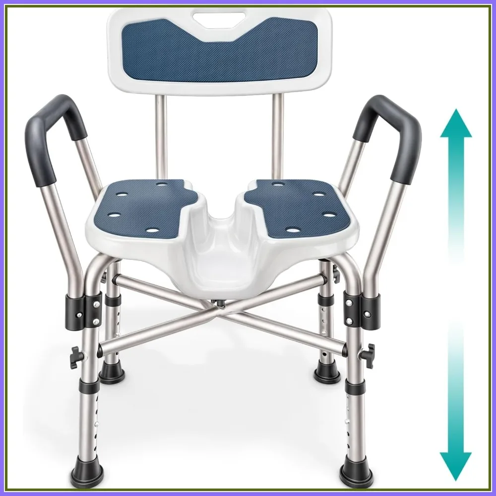 Heavy Duty Shower Chair U-Shape Seat 450lb Capacity with Padded Armrests & Back, Adjustable Height for Elderly & Disabled
Heavy Duty Shower Chair U-Shape Seat 450lb Capacity with Padded Armrests & Back, Adjustable Height for Elderly & Disabled