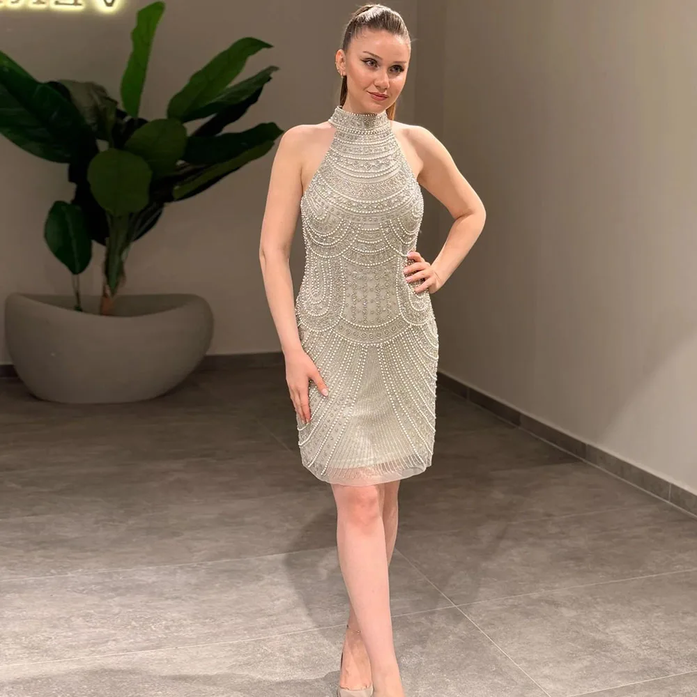 Vanessa Halter Beading Evening Dresses Customized Women Sleeveless Knee Length Short Tulle Straight Pageant Party Prom Gowns
Vanessa Halter Beading Evening Dresses Customized Women Sleeveless Knee Length Short Tulle Straight Pageant Party Prom Gowns