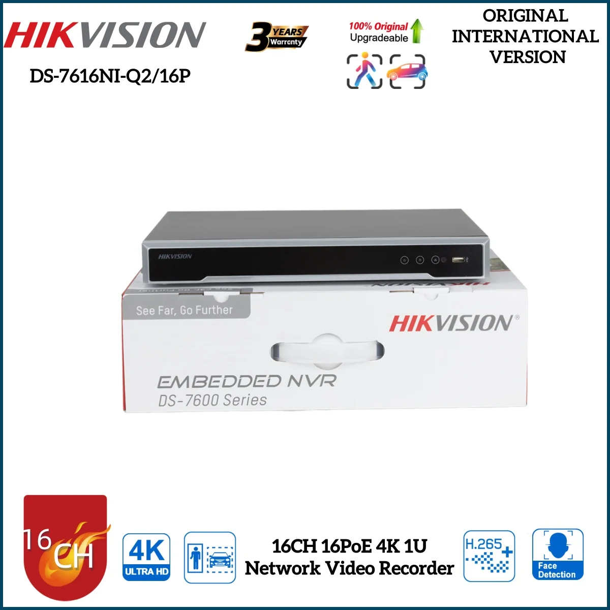 Hikvision DS-7616NI-Q2/16P 16CH 16POE NVR network video recorder AI 2SATA for IP Camera
Hikvision DS-7616NI-Q2/16P 16CH 16POE NVR network video recorder AI 2SATA for IP Camera