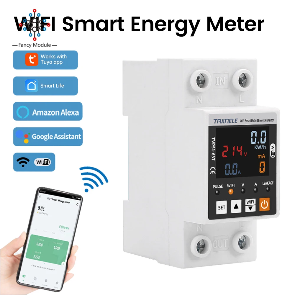 TVPS1-63T AC 85~300V Voltmeter Power Current Protector 63A Tuya WIFI Intelligent Control Single Phase Adjustable Overvoltage
TVPS1-63T AC 85~300V Voltmeter Power Current Protector 63A Tuya WIFI Intelligent Control Single Phase Adjustable Overvoltage