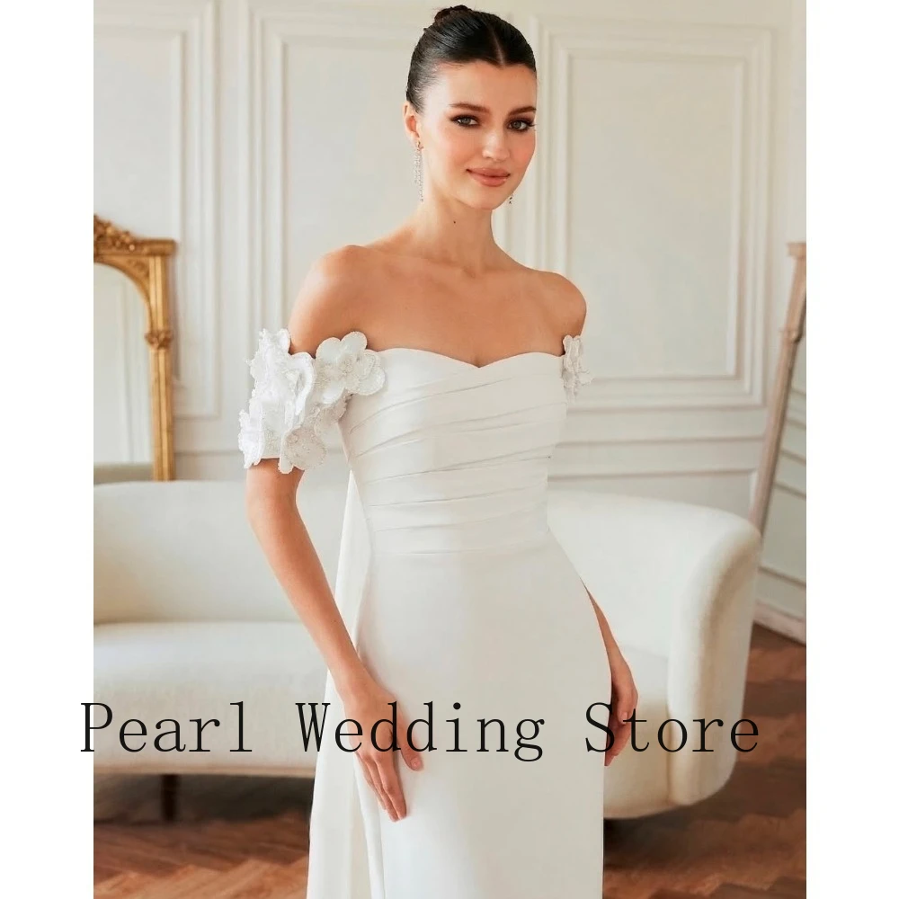 White Off-the-Shoulder Mermaid Wedding Dress 3D Floral Applique Sweetheart Neckline Ruched Bodice Cape Train Formal Bridal Gown
White Off-the-Shoulder Mermaid Wedding Dress 3D Floral Applique Sweetheart Neckline Ruched Bodice Cape Train Formal Bridal Gown
