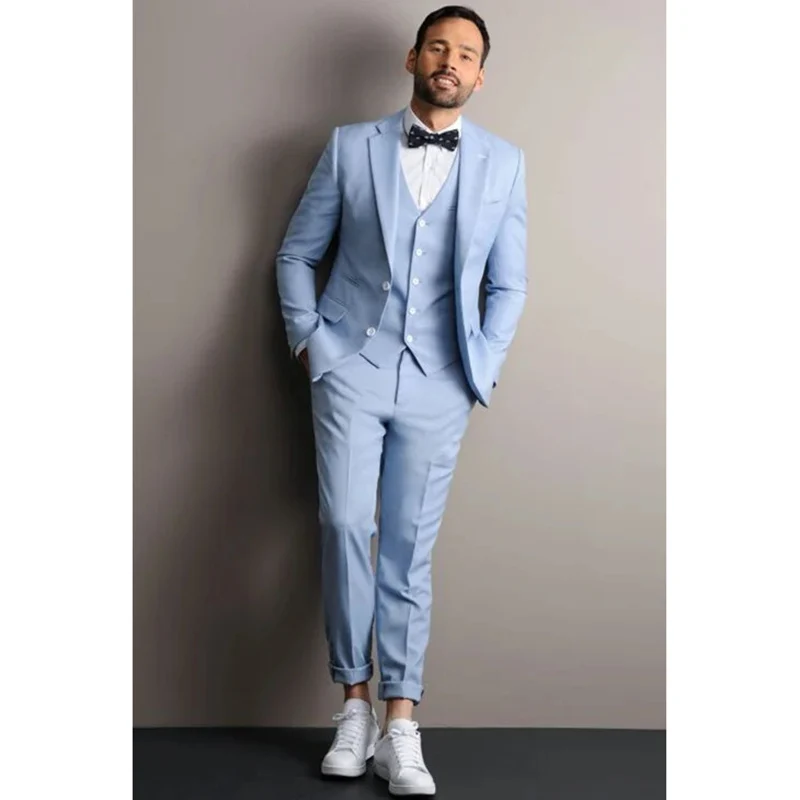 Sky Blue Blazer Men Suits Formal Occasion Single Breasted Notched Lapel Tailor Made Flat Male 3 Piece Jacket Pants Vest 2024
Sky Blue Blazer Men Suits Formal Occasion Single Breasted Notched Lapel Tailor Made Flat Male 3 Piece Jacket Pants Vest 2024