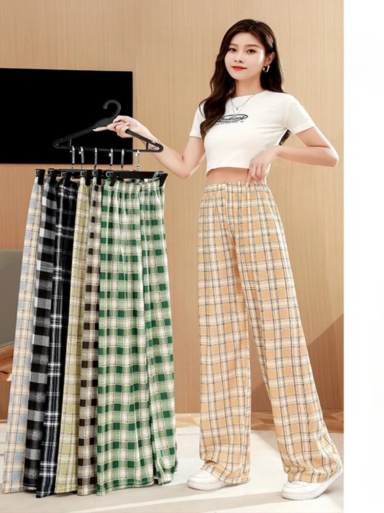 Wide Leg Checkered Pants for Women's Casual Pants New Korean Style High Waisted LooseFeeling Sweatpants Clothes Streetwear
Wide Leg Checkered Pants for Women's Casual Pants New Korean Style High Waisted LooseFeeling Sweatpants Clothes Streetwear